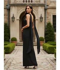 Aidan Mattox Halter Scarf Column Gown