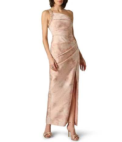 Aidan Mattox Jacquard Beading Detail Long Dress