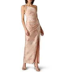 Aidan Mattox Jacquard Beading Detail Long Dress