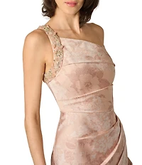 Aidan Mattox Jacquard Beading Detail Long Dress