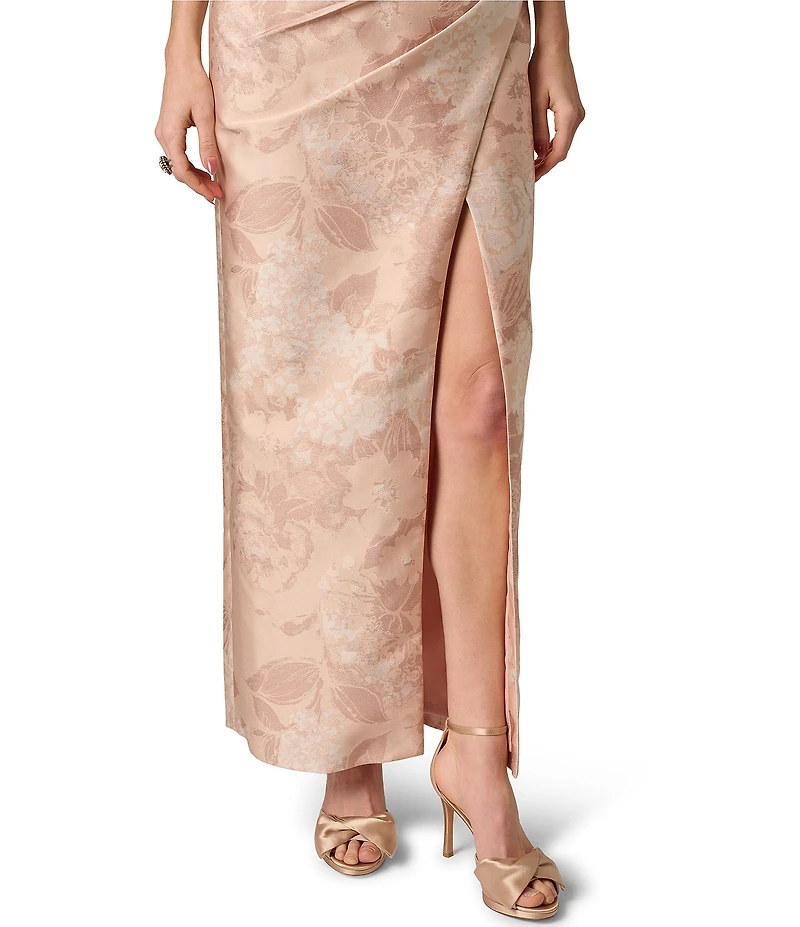 Aidan Mattox Jacquard Beading Detail Long Dress