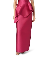 Aidan Mattox Jacquard Peplum Strapless Gown
