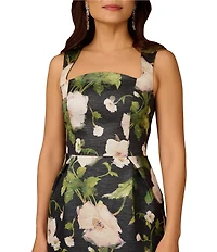 Aidan Mattox Jacquard Square Neckline Sleeveless Sheath Midi Dress