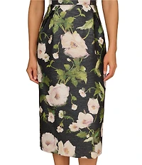 Aidan Mattox Jacquard Square Neckline Sleeveless Sheath Midi Dress