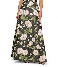 Aidan Mattox Jacquard V-Neck Side Seam Pockets A-Line Ball Gown