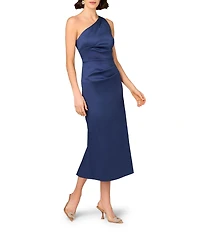 Aidan Mattox Mikado One Shoulder Midi Dress