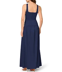 Aidan Mattox Mikado Square Neck Sleeveless Drop Waist Gown