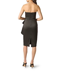 Aidan Mattox Mikado Strapless Midi Dress With Ruffle Drape