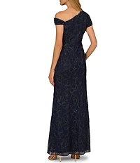 Aidan Mattox Novelty Mesh One Shoulder Long Dress
