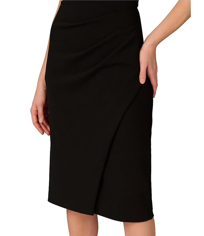 Aidan Mattox Off the Shoulder Lace Knit Crepe Sheath Midi Dress