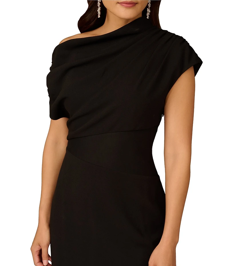 Aidan Mattox One Shoulder Mesh Bodice Insert Sheath Midi Dress