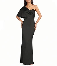 Aidan Mattox One Shoulder Sheath Mikado Gown