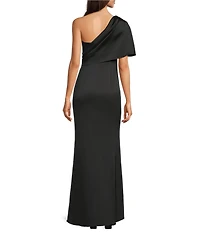 Aidan Mattox One Shoulder Sheath Mikado Gown