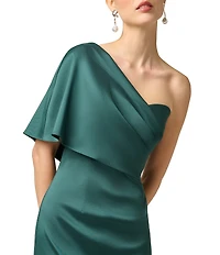 Aidan Mattox One Shoulder Sheath Mikado Gown