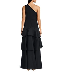 Aidan Mattox One Shoulder Tiered Ruffled Ball Gown