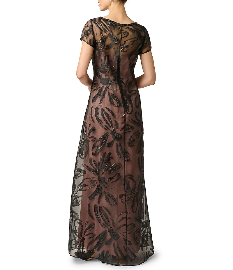 Aidan Mattox Organza Jacquard Overlay Gown