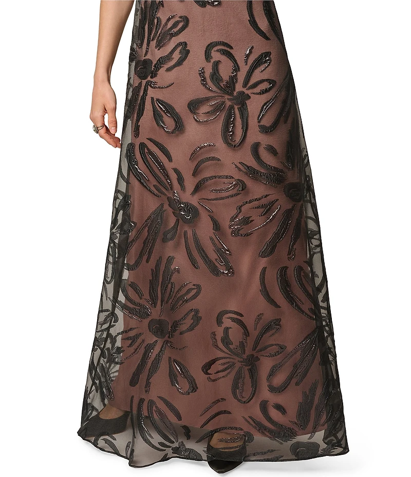 Aidan Mattox Organza Jacquard Overlay Gown