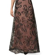 Aidan Mattox Organza Jacquard Overlay Gown