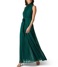 Aidan Mattox Pleated Georgette Sleeveless Wide Leg Jumpsuit