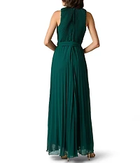 Aidan Mattox Pleated Georgette Sleeveless Wide Leg Jumpsuit