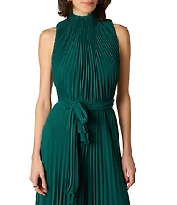 Aidan Mattox Pleated Georgette Sleeveless Wide Leg Jumpsuit
