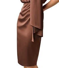 Aidan Mattox Satin Front Crepe Back V-Neck Sleeveless A-Line Knee Length Dress