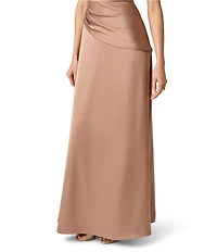 Aidan Mattox Satin Long Dress With Pleats