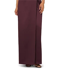 Aidan Mattox Satin Strapless Side Slit Sheath Dress