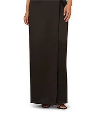 Aidan Mattox Satin Strapless Side Slit Sheath Dress