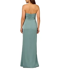 Aidan Mattox Satin Strapless Wrap Gown