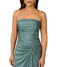 Aidan Mattox Satin Strapless Wrap Gown