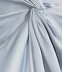 Aidan Mattox Satin V-Neck Twist Front with Cascading Ruffle Gown