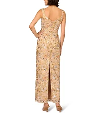 Aidan Mattox Sleeveless Embroidered Beaded Mesh Gown