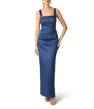 Aidan Mattox Square Neck Mikado Column Gown