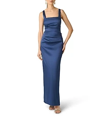 Aidan Mattox Square Neck Mikado Column Gown