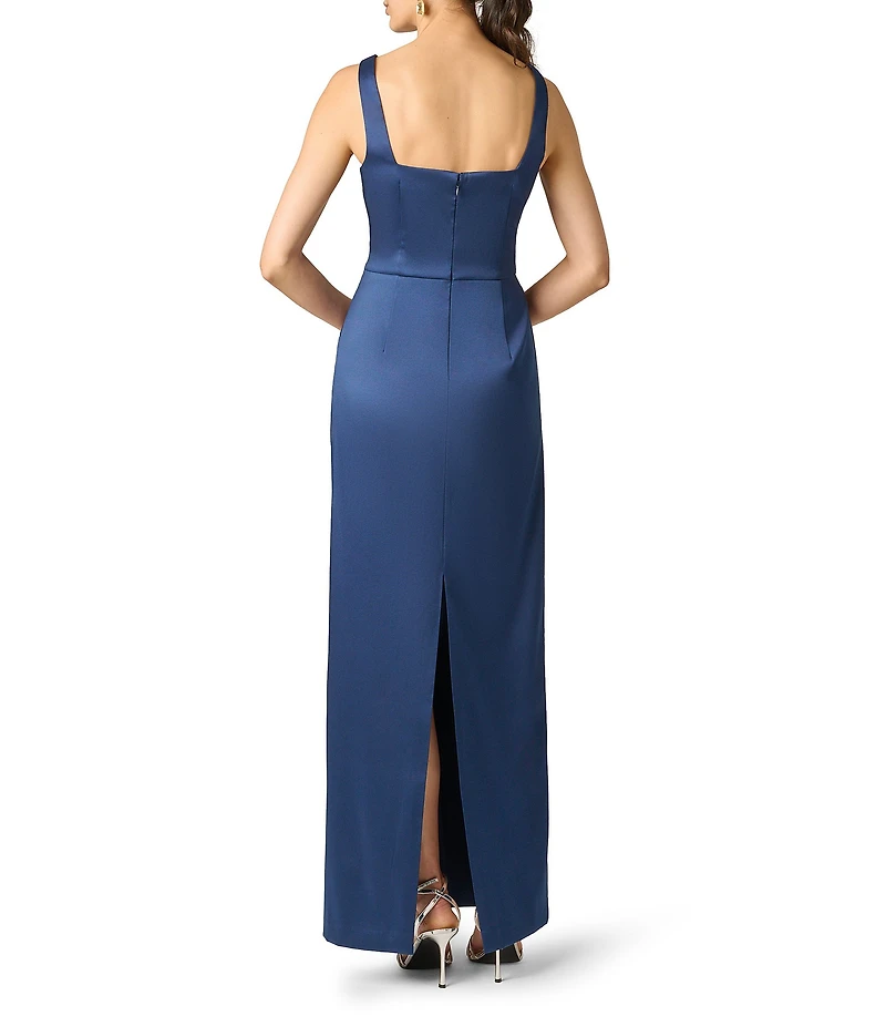 Aidan Mattox Square Neck Mikado Column Gown