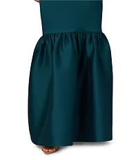 Aidan Mattox Strapless Bow Ruffle Bottom Gown