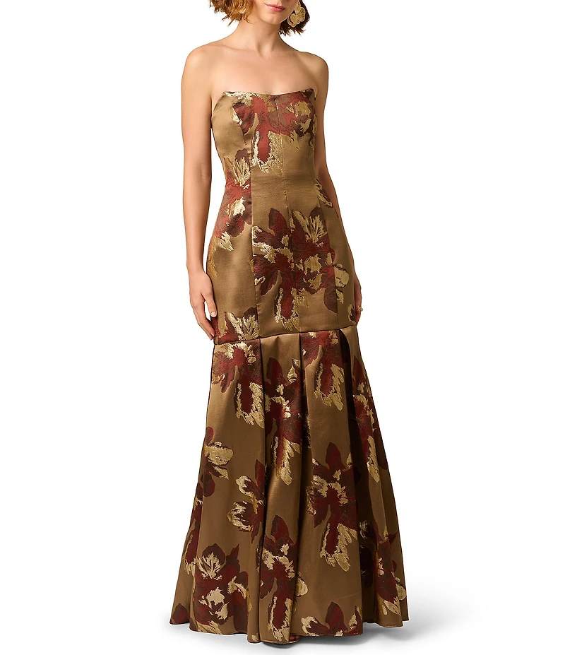 Aidan Mattox Strapless Jacquard Mermaid Gown