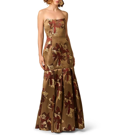 Aidan Mattox Strapless Jacquard Mermaid Gown