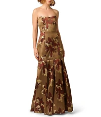 Aidan Mattox Strapless Jacquard Mermaid Gown