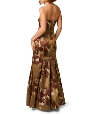 Aidan Mattox Strapless Jacquard Mermaid Gown