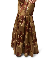 Aidan Mattox Strapless Jacquard Mermaid Gown
