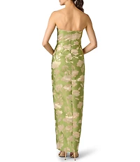 Aidan Mattox Strapless Jacquard Metallic Column Gown