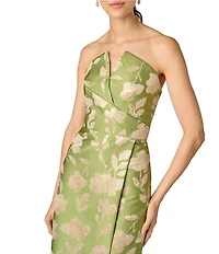 Aidan Mattox Strapless Jacquard Metallic Column Gown