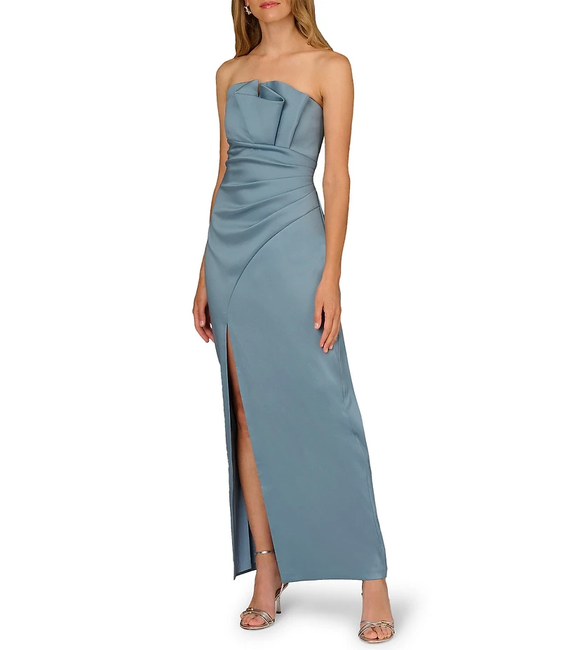 Aidan Mattox Strapless Mikado Long Dress