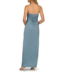 Aidan Mattox Strapless Mikado Long Dress