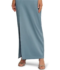 Aidan Mattox Strapless Mikado Long Dress