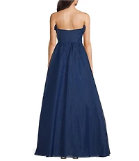 Aidan Mattox Strapless Organza Strapless Rosette Ruffle Ball Gown