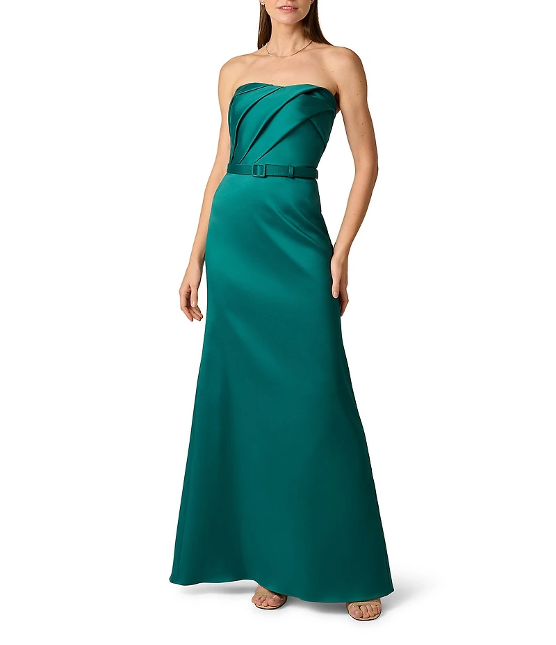 Aidan Mattox Strapless Stretch Mikado Long Dress