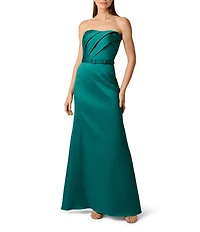 Aidan Mattox Strapless Stretch Mikado Long Dress